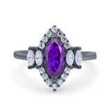 Marquise Vintage Wedding Ring Simulated Cubic Zirconia 925 Sterling Silver