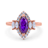 Marquise Vintage Wedding Ring Simulated Cubic Zirconia 925 Sterling Silver