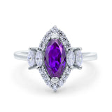 Marquise Vintage Wedding Ring Simulated Cubic Zirconia 925 Sterling Silver