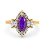 Marquise Vintage Wedding Ring Simulated Cubic Zirconia 925 Sterling Silver