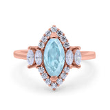 Marquise Vintage Wedding Ring Simulated Cubic Zirconia 925 Sterling Silver