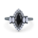 Marquise Vintage Wedding Ring Simulated Cubic Zirconia 925 Sterling Silver