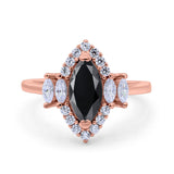 Marquise Vintage Wedding Ring Simulated Cubic Zirconia 925 Sterling Silver