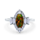 Marquise Vintage Wedding Ring Simulated Cubic Zirconia 925 Sterling Silver