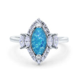 Marquise Vintage Wedding Ring Simulated Cubic Zirconia 925 Sterling Silver