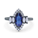 Marquise Vintage Wedding Ring Simulated Cubic Zirconia 925 Sterling Silver