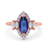 Marquise Vintage Wedding Ring Simulated Cubic Zirconia 925 Sterling Silver