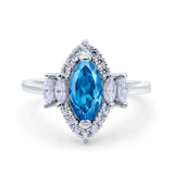 Marquise Vintage Wedding Ring Simulated Cubic Zirconia 925 Sterling Silver