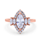 Marquise Vintage Wedding Ring Simulated Cubic Zirconia 925 Sterling Silver