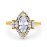 Marquise Vintage Wedding Ring Simulated Cubic Zirconia 925 Sterling Silver