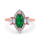 Marquise Vintage Wedding Ring Simulated Cubic Zirconia 925 Sterling Silver