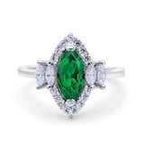 Marquise Vintage Wedding Ring Simulated Cubic Zirconia 925 Sterling Silver