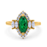 Marquise Vintage Wedding Ring Simulated Cubic Zirconia 925 Sterling Silver