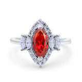 Marquise Vintage Wedding Ring Simulated Cubic Zirconia 925 Sterling Silver