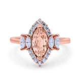 Marquise Vintage Wedding Ring Simulated Cubic Zirconia 925 Sterling Silver