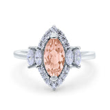 Marquise Vintage Wedding Ring Simulated Cubic Zirconia 925 Sterling Silver