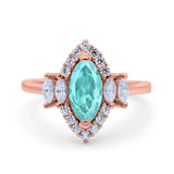 Marquise Vintage Wedding Ring Simulated Cubic Zirconia 925 Sterling Silver