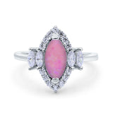 Marquise Vintage Wedding Ring Simulated Cubic Zirconia 925 Sterling Silver