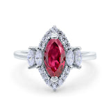 Marquise Vintage Wedding Ring Simulated Cubic Zirconia 925 Sterling Silver