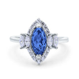 Marquise Vintage Wedding Ring Simulated Cubic Zirconia 925 Sterling Silver