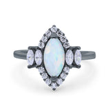 Marquise Vintage Wedding Ring Simulated Cubic Zirconia 925 Sterling Silver