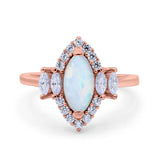 Marquise Vintage Wedding Ring Simulated Cubic Zirconia 925 Sterling Silver