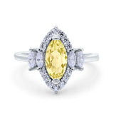 Marquise Vintage Wedding Ring Simulated Cubic Zirconia 925 Sterling Silver