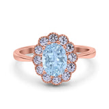 Vintage Floral Engagement Ring Oval Simulated Cubic Zirconia 925 Sterling Silver