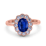 Vintage Floral Engagement Ring Oval Simulated Cubic Zirconia 925 Sterling Silver