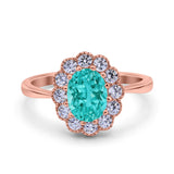 Vintage Floral Engagement Ring Oval Simulated Cubic Zirconia 925 Sterling Silver