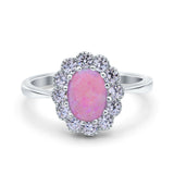 Vintage Floral Engagement Ring Oval Simulated Cubic Zirconia 925 Sterling Silver