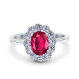 Vintage Floral Engagement Ring Oval Simulated Cubic Zirconia 925 Sterling Silver