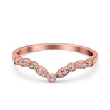 Marquise Curved Half Eternity Stackable Band Ring Simulated CZ 925 Sterling Silver