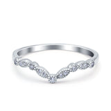 Marquise Curved Half Eternity Stackable Band Ring Simulated CZ 925 Sterling Silver