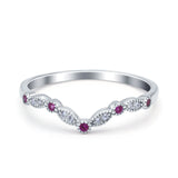 Marquise Curved Half Eternity Stackable Band Ring Simulated CZ 925 Sterling Silver