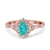 Oval Engagement Ring Accent Vintage Simulated Cubic Zirconia 925 Sterling Silver