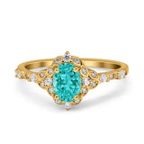 Oval Engagement Ring Accent Vintage Simulated Cubic Zirconia 925 Sterling Silver