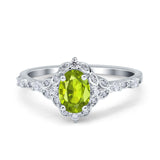 Oval Engagement Ring Accent Vintage Simulated Cubic Zirconia 925 Sterling Silver