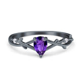 Infinity Pear Vintage Wedding Ring Simulated Cubic Zirconia 925 Sterling Silver