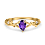 Infinity Pear Vintage Wedding Ring Simulated Cubic Zirconia 925 Sterling Silver