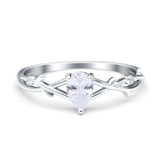 Infinity Pear Vintage Wedding Ring Simulated Cubic Zirconia 925 Sterling Silver