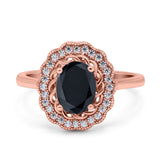 Art Deco Wedding Ring Oval Cut Solid Simulated Cubic Zirconia 925 Sterling Silver