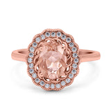 Art Deco Wedding Ring Oval Cut Solid Simulated Cubic Zirconia 925 Sterling Silver