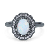 Art Deco Wedding Ring Oval Cut Solid Simulated Cubic Zirconia 925 Sterling Silver