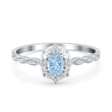 Oval Vintage Floral Engagement Ring Simulated Cubic Zirconia 925 Sterling Silver