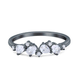 Pear Oval Art Deco Eternity Wedding Band Ring Simulated Cubic Zirconia 925 Sterling Silver