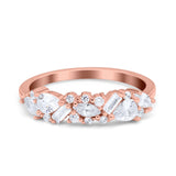 Half Eternity Pear Marquise Baguette Wedding Band Ring Simulated Cubic Zirconia 925 Sterling Silver