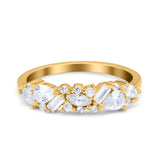 Half Eternity Pear Marquise Baguette Wedding Band Ring Simulated Cubic Zirconia 925 Sterling Silver