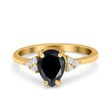 Teardrop Pear Art Deco Engagement Wedding Bridal Ring Round Simulated Cubic Zirconia Accent 925 Sterling Silver