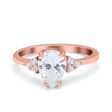 Teardrop Pear Art Deco Engagement Wedding Bridal Ring Round Simulated Cubic Zirconia Accent 925 Sterling Silver